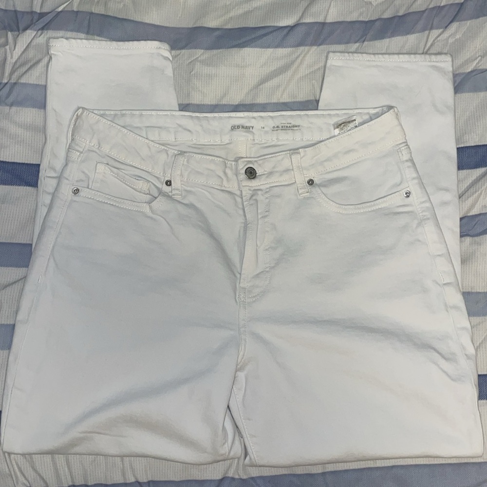 Old Navy OG Straight High Rise White Jeans sz 14